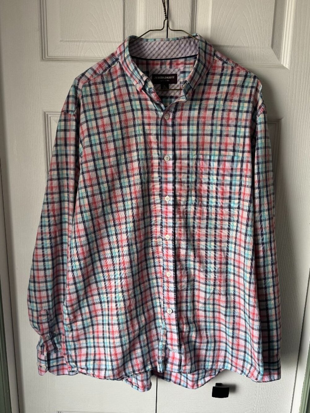 Johnston & Murphy Men’s XL Plaid Button Down Shirt Long Sleeve